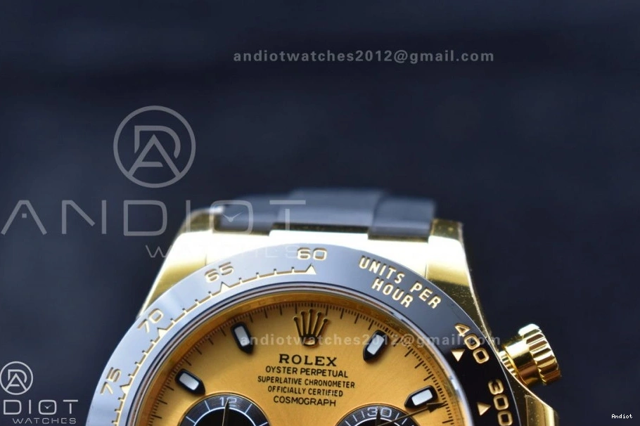 Best 116518 Edition Daytona Dial BTF Rubber on 1:1 SA4130 Oysterflex Strap Black YG 0519